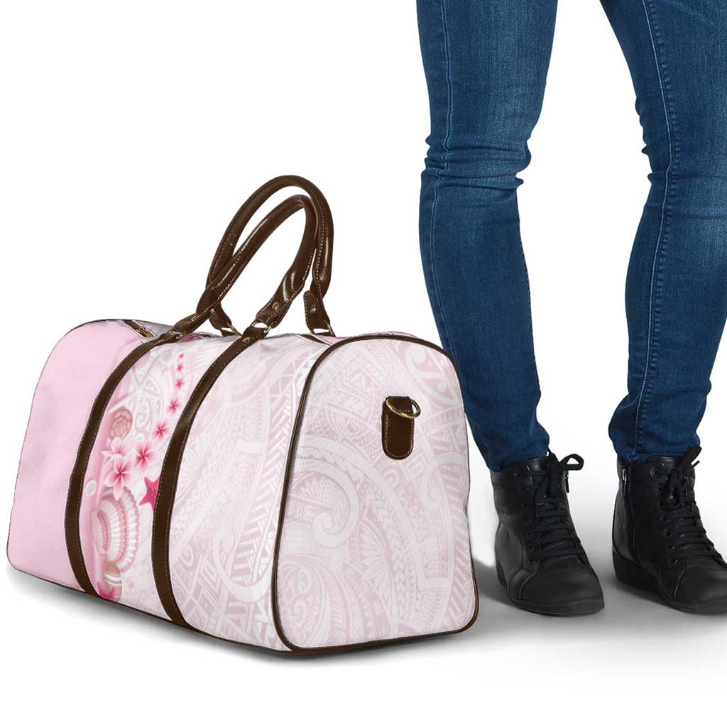 Pink Plumeria Sea Shell Travel Bag Starfish Polynesian Pattern - Polynesian Pride