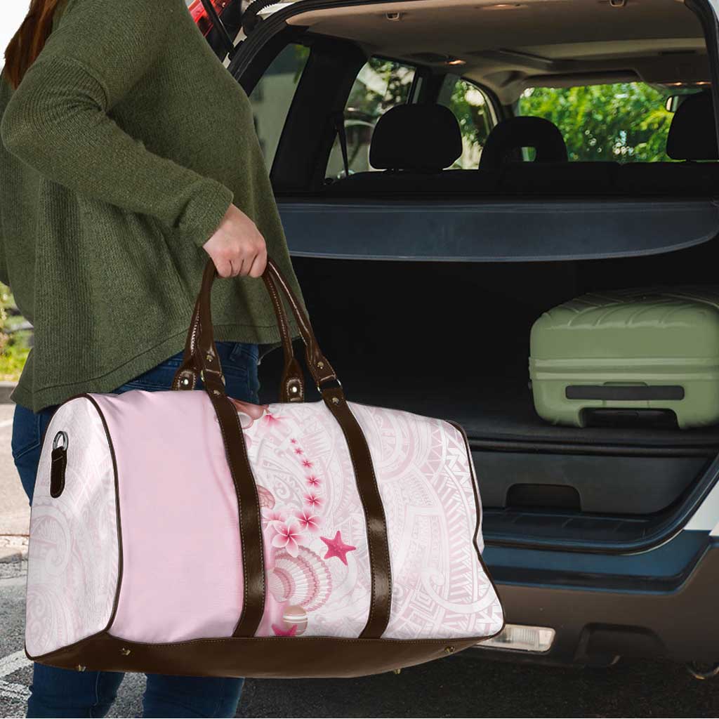 Pink Plumeria Sea Shell Travel Bag Starfish Polynesian Pattern - Polynesian Pride