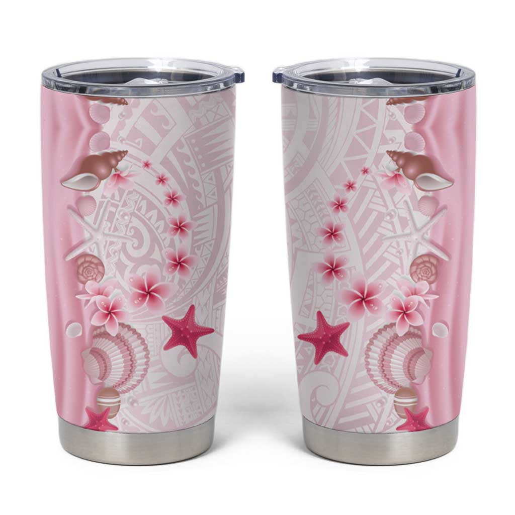 Pink Plumeria Sea Shell Tumbler Cup Starfish Polynesian Pattern LT01 Pink - Polynesian Pride