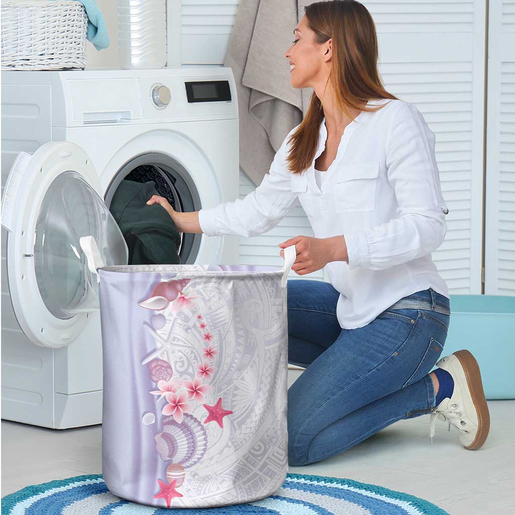 Purple Plumeria Sea Shell Laundry Basket Starfish Polynesian Pattern - Polynesian Pride