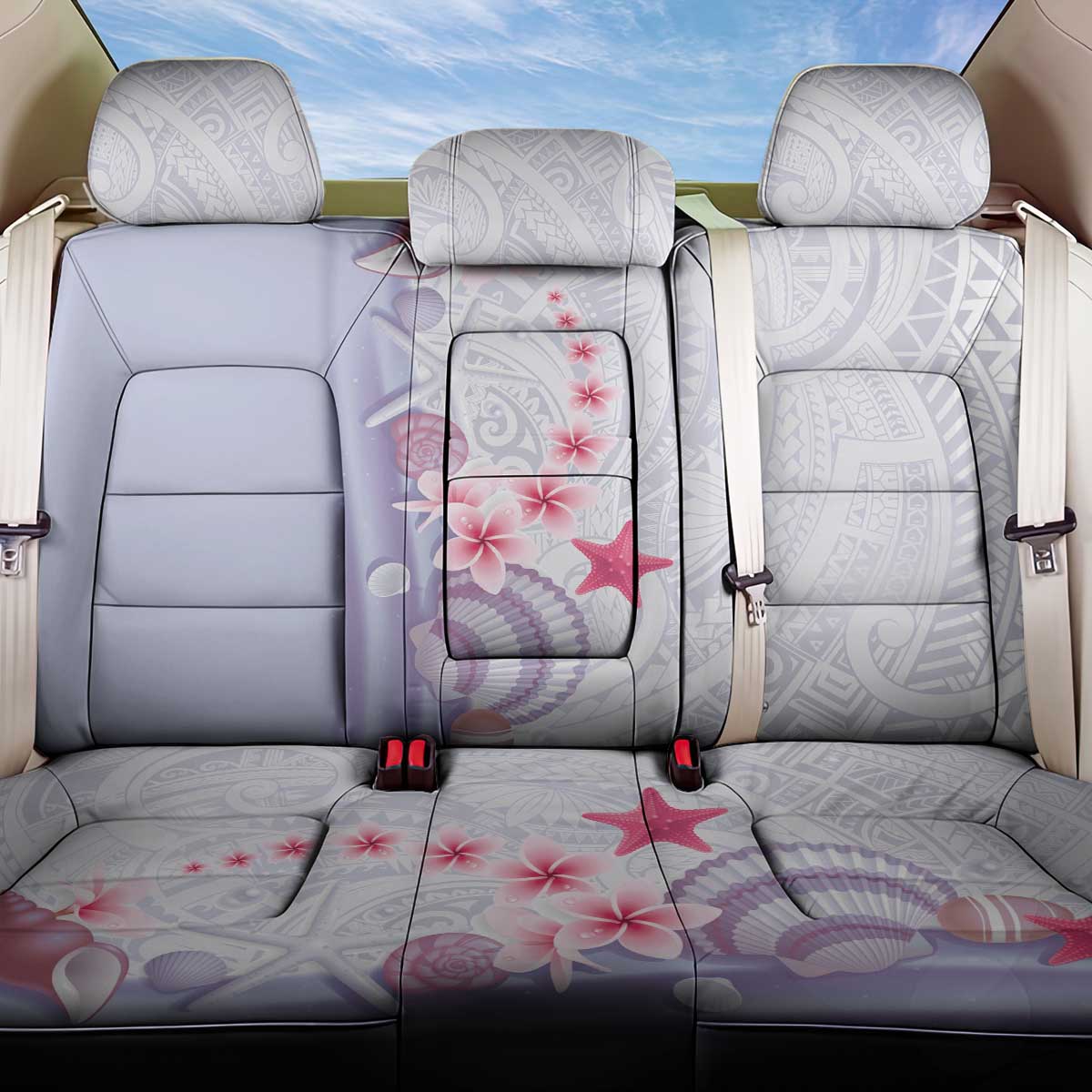 Purple Plumeria Sea Shell Back Car Seat Cover Starfish Polynesian Pattern LT01 One Size Purple - Polynesian Pride