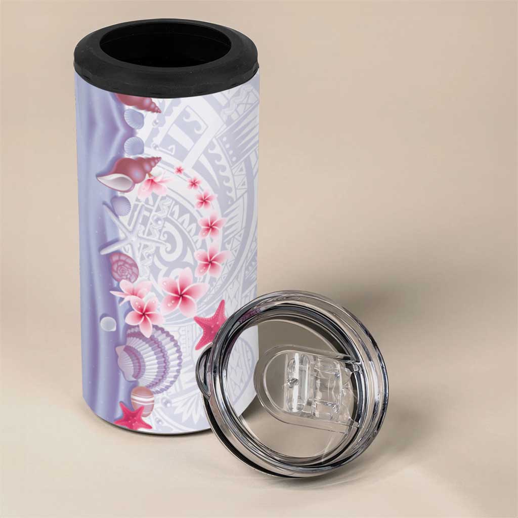 Purple Plumeria Sea Shell 4 in 1 Can Cooler Tumbler Starfish Polynesian Pattern LT01 - Polynesian Pride
