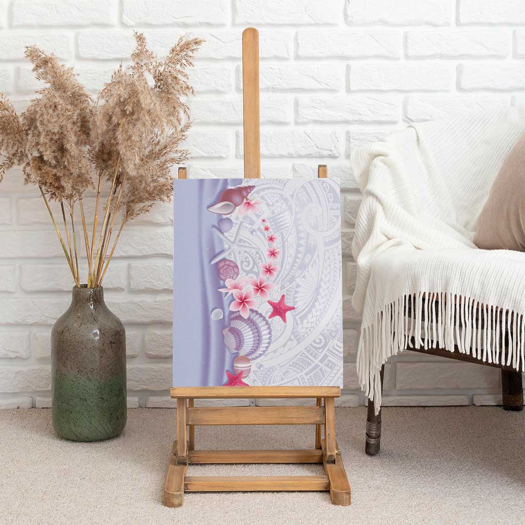 Purple Plumeria Sea Shell Canvas Wall Art Starfish Polynesian Pattern - Polynesian Pride
