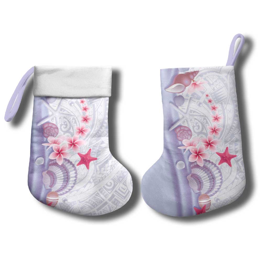 Purple Plumeria Sea Shell Christmas Stocking Starfish Polynesian Pattern - Polynesian Pride