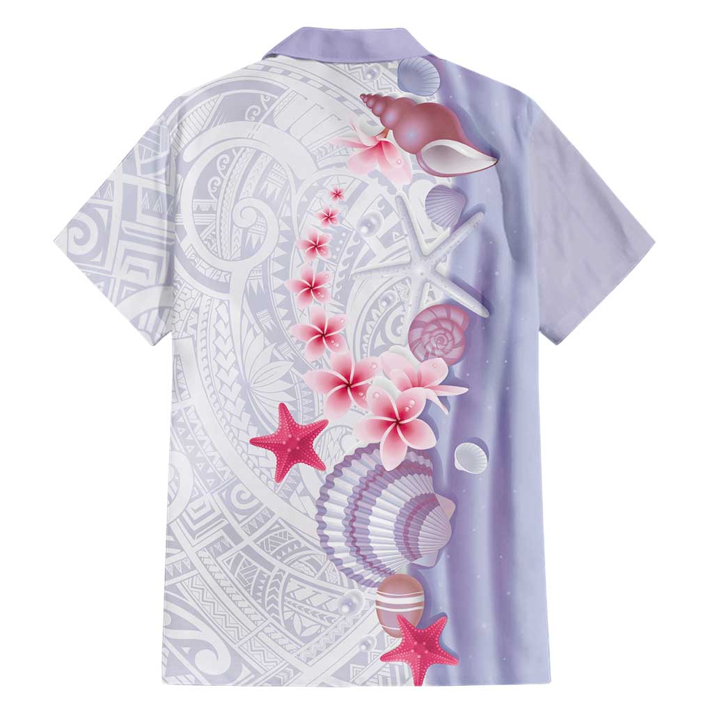 Purple Plumeria Sea Shell Family Matching Mermaid Dress and Hawaiian Shirt Starfish Polynesian Pattern - Polynesian Pride