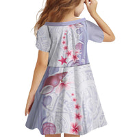 Purple Plumeria Sea Shell Family Matching Off The Shoulder Long Sleeve Dress and Hawaiian Shirt Starfish Polynesian Pattern LT01 - Polynesian Pride