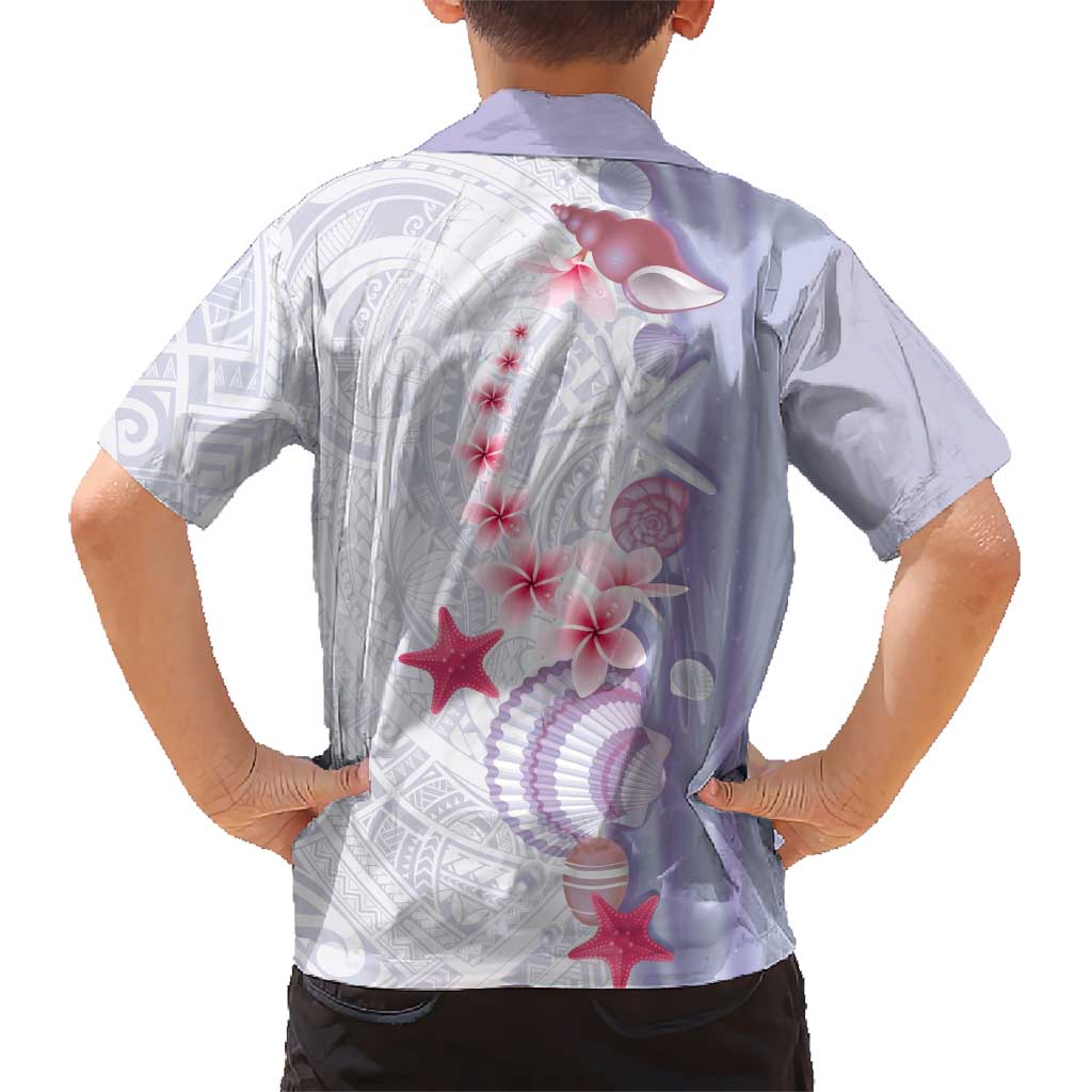 Purple Plumeria Sea Shell Family Matching Summer Maxi Dress and Hawaiian Shirt Starfish Polynesian Pattern - Polynesian Pride