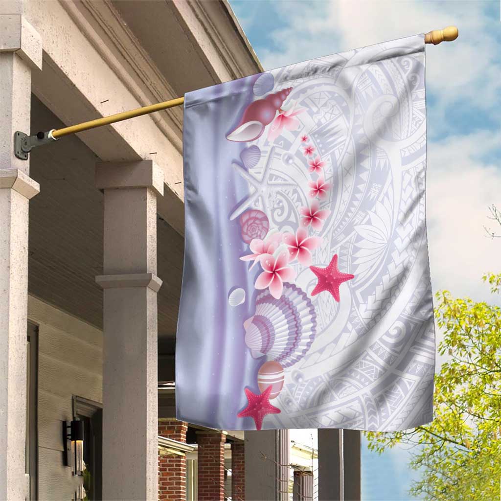 Purple Plumeria Sea Shell Garden Flag Starfish Polynesian Pattern LT01 House Flag Purple - Polynesian Pride