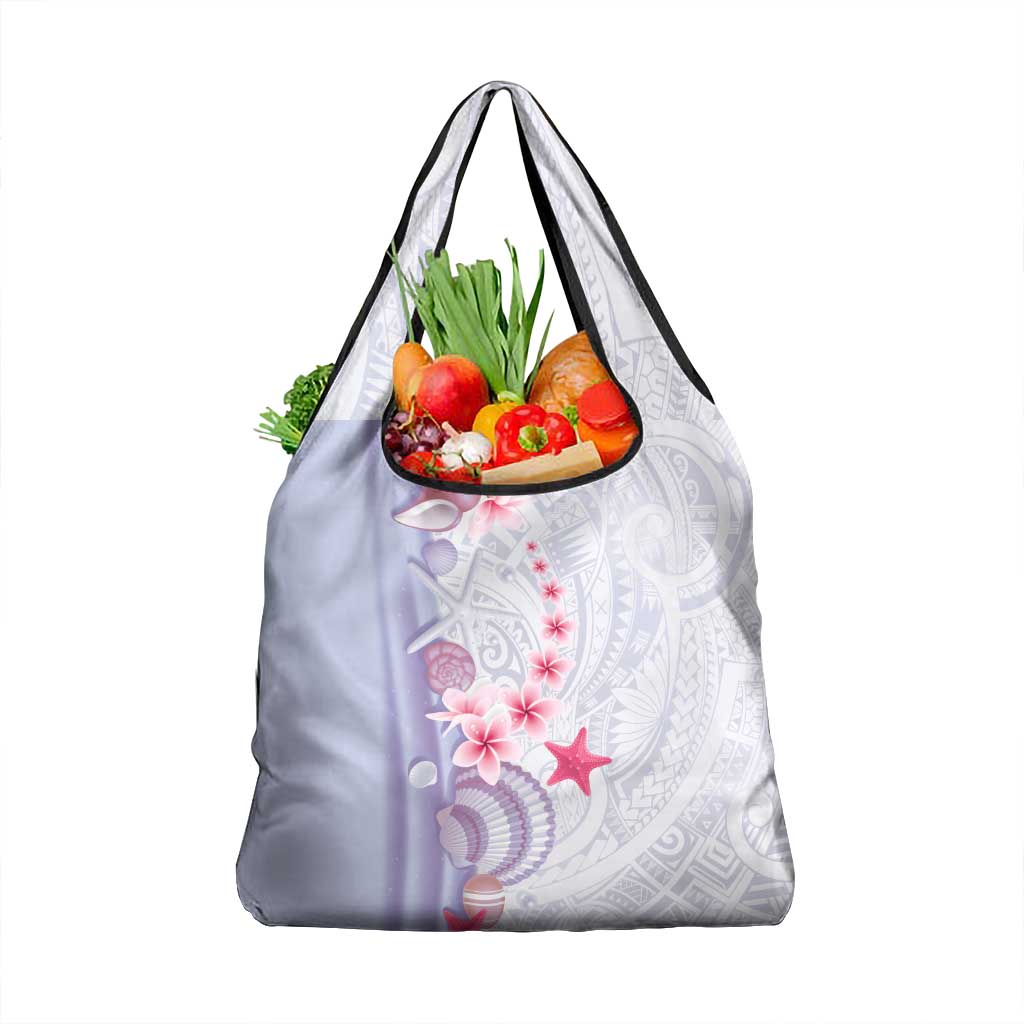 Purple Plumeria Sea Shell Grocery Bag Starfish Polynesian Pattern LT01 1-pack One Size Purple - Polynesian Pride