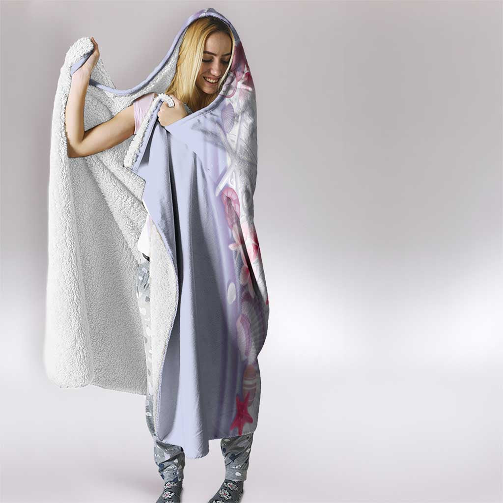 Purple Plumeria Sea Shell Hooded Blanket Starfish Polynesian Pattern - Polynesian Pride