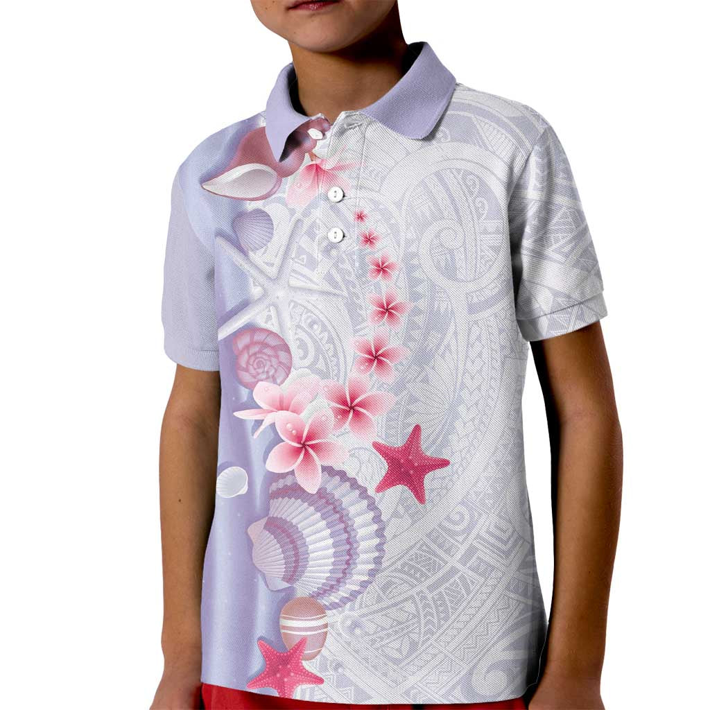 Purple Plumeria Sea Shell Kid Polo Shirt Starfish Polynesian Pattern LT01 Kid Purple - Polynesian Pride