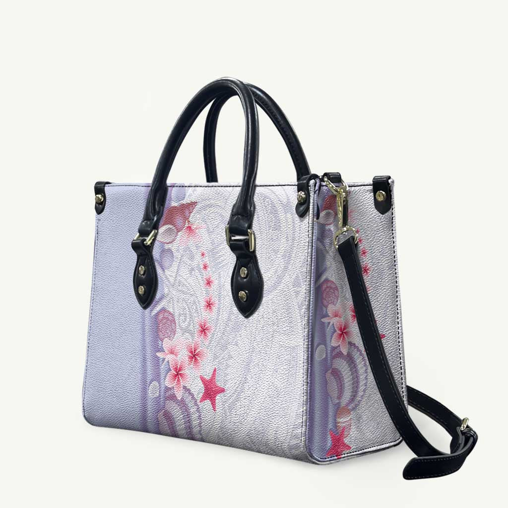 Purple Plumeria Sea Shell Leather Bag Starfish Polynesian Pattern LT01 Purple - Polynesian Pride