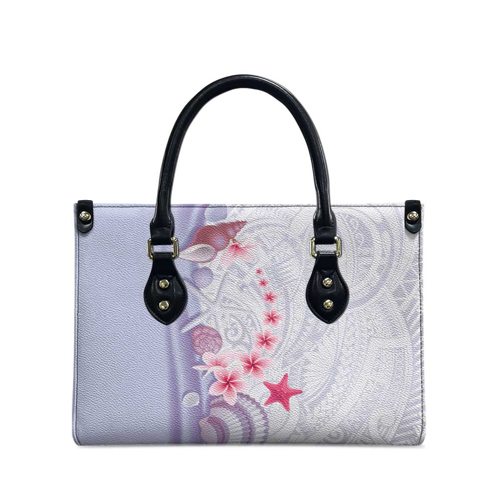 Purple Plumeria Sea Shell Leather Bag Starfish Polynesian Pattern LT01 - Polynesian Pride