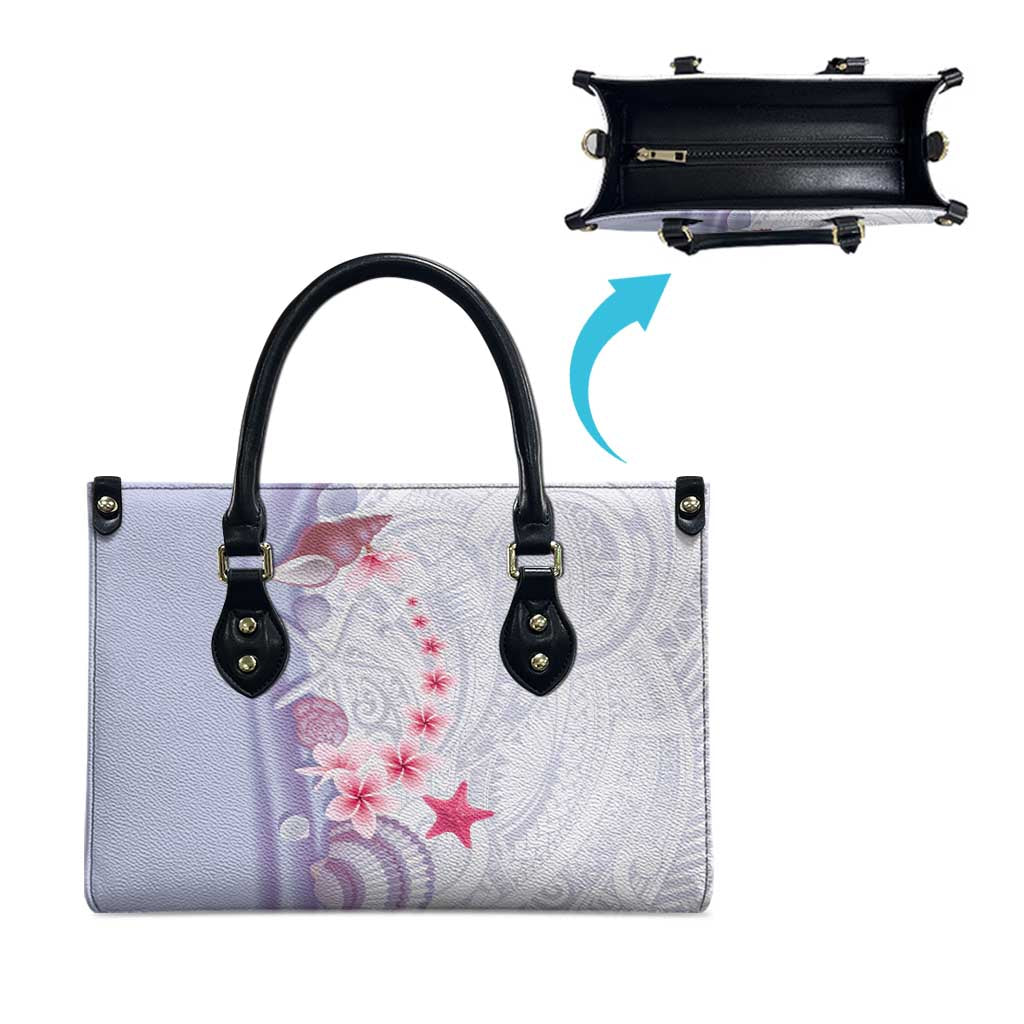 Purple Plumeria Sea Shell Leather Bag Starfish Polynesian Pattern LT01 - Polynesian Pride