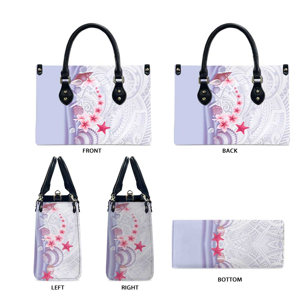 Purple Plumeria Sea Shell Leather Bag Starfish Polynesian Pattern LT01 - Polynesian Pride