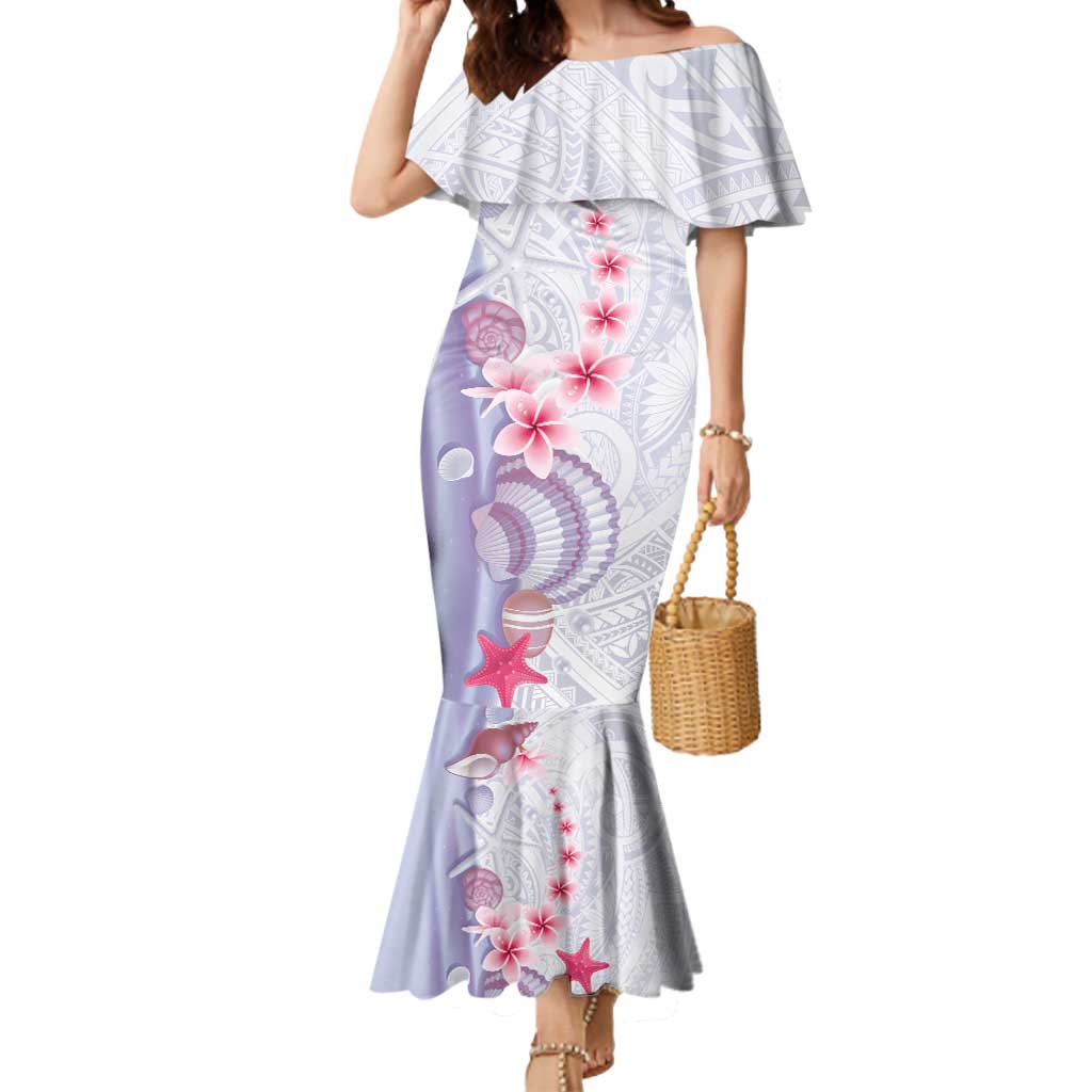 Purple Plumeria Sea Shell Mermaid Dress Starfish Polynesian Pattern LT01 Women Purple - Polynesian Pride
