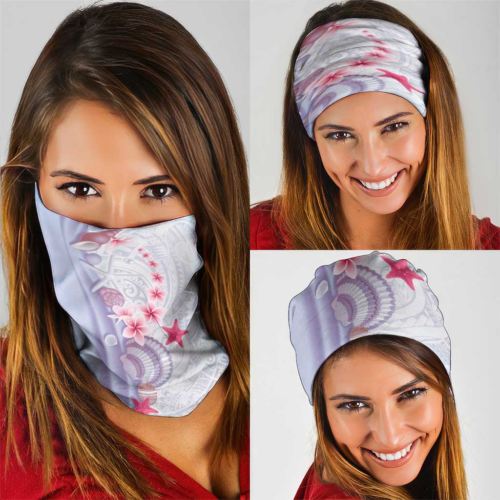 Purple Plumeria Sea Shell Neck Gaiter Starfish Polynesian Pattern - Polynesian Pride