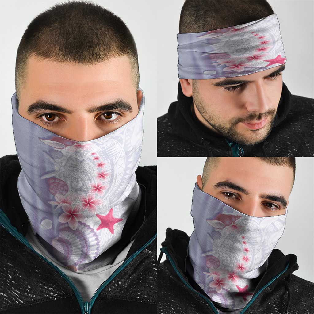 Purple Plumeria Sea Shell Neck Gaiter Starfish Polynesian Pattern - Polynesian Pride