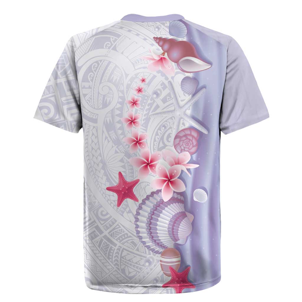 Purple Plumeria Sea Shell Rugby Jersey Starfish Polynesian Pattern - Polynesian Pride