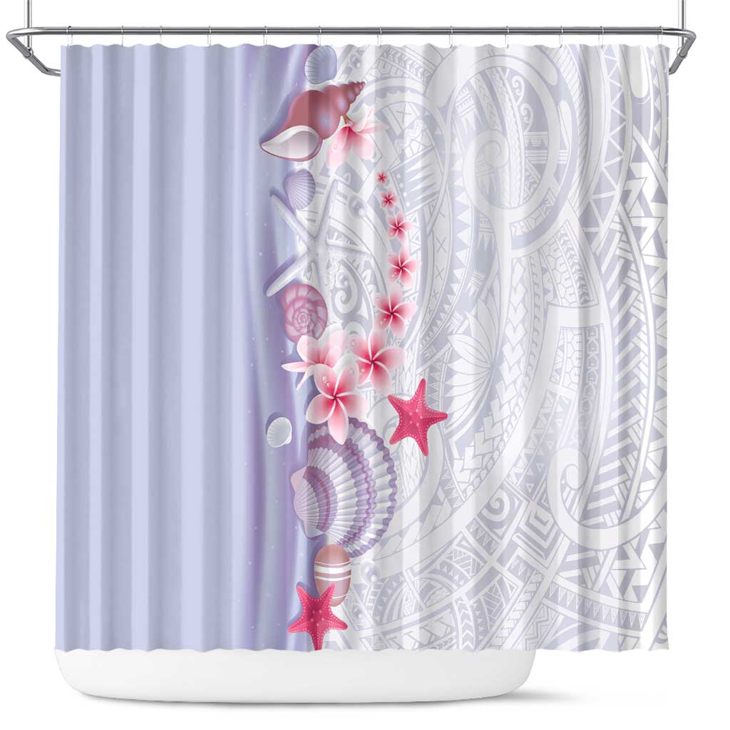 Purple Plumeria Sea Shell Shower Curtain Starfish Polynesian Pattern LT01 Purple - Polynesian Pride
