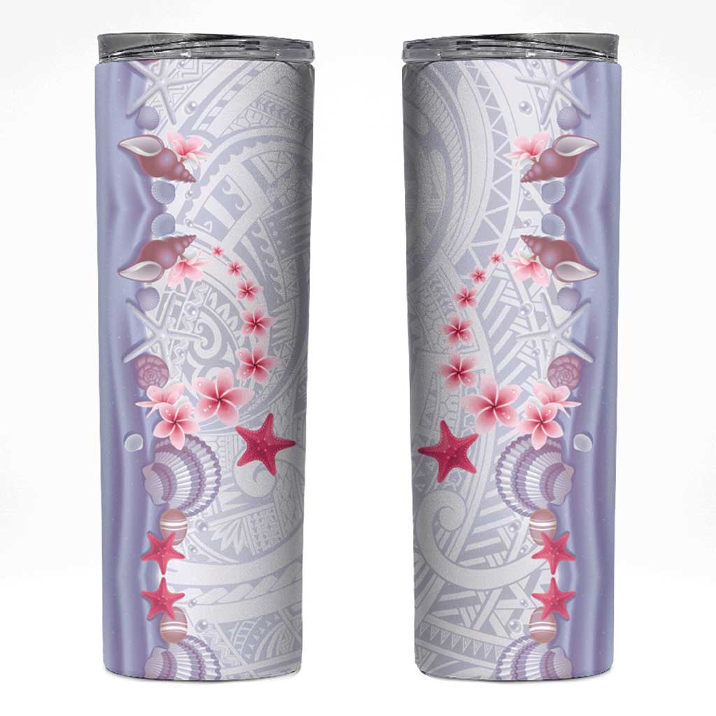 Purple Plumeria Sea Shell Skinny Tumbler Starfish Polynesian Pattern LT01 Purple - Polynesian Pride