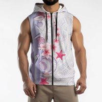 Purple Plumeria Sea Shell Sleeveless Zip Hoodie Starfish Polynesian Pattern - Polynesian Pride