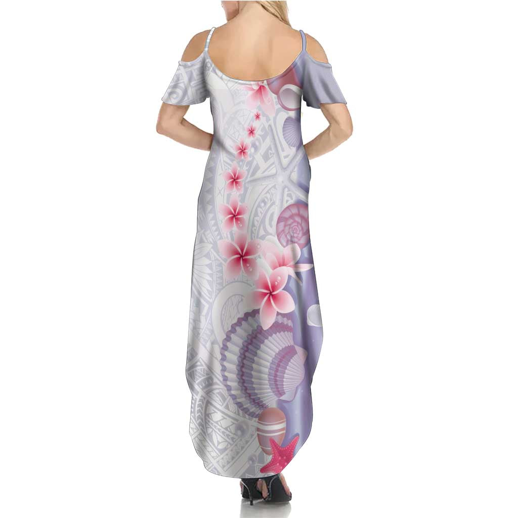 Purple Plumeria Sea Shell Summer Maxi Dress Starfish Polynesian Pattern - Polynesian Pride