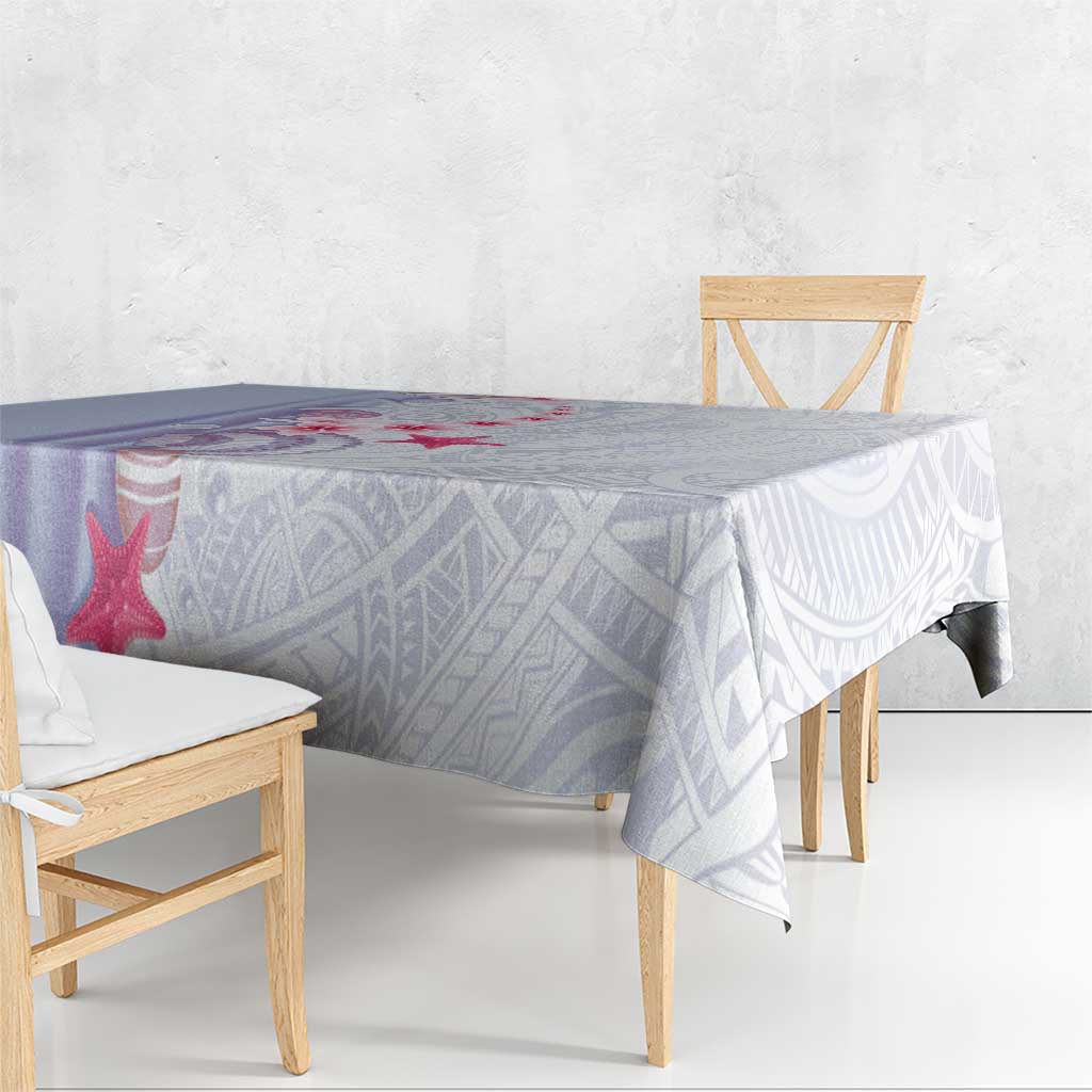 Purple Plumeria Sea Shell Tablecloth Starfish Polynesian Pattern - Polynesian Pride