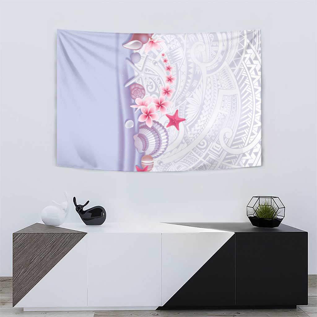 Purple Plumeria Sea Shell Tapestry Starfish Polynesian Pattern - Polynesian Pride
