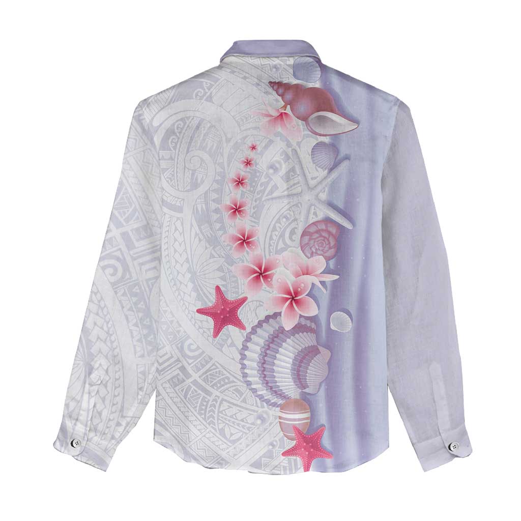Purple Plumeria Sea Shell Women Casual Shirt Starfish Polynesian Pattern LT01 - Polynesian Pride