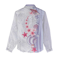 Purple Plumeria Sea Shell Women Casual Shirt Starfish Polynesian Pattern LT01 - Polynesian Pride