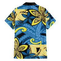 Plumeria Polynesian Pattern Family Matching Off The Shoulder Long Sleeve Dress and Hawaiian Shirt Unique Fantasy Blue Yellow LT01 - Polynesian Pride