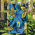 Plumeria Polynesian Pattern Garden Flag Unique Fantasy Blue Yellow