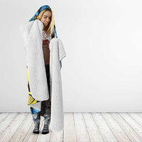 Plumeria Polynesian Pattern Hooded Blanket Unique Fantasy Blue Yellow
