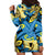 Plumeria Polynesian Pattern Hoodie Dress Unique Fantasy Blue Yellow
