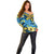 Plumeria Polynesian Pattern Off Shoulder Sweater Unique Fantasy Blue Yellow
