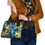Plumeria Polynesian Pattern Shoulder Handbag Unique Fantasy Blue Yellow