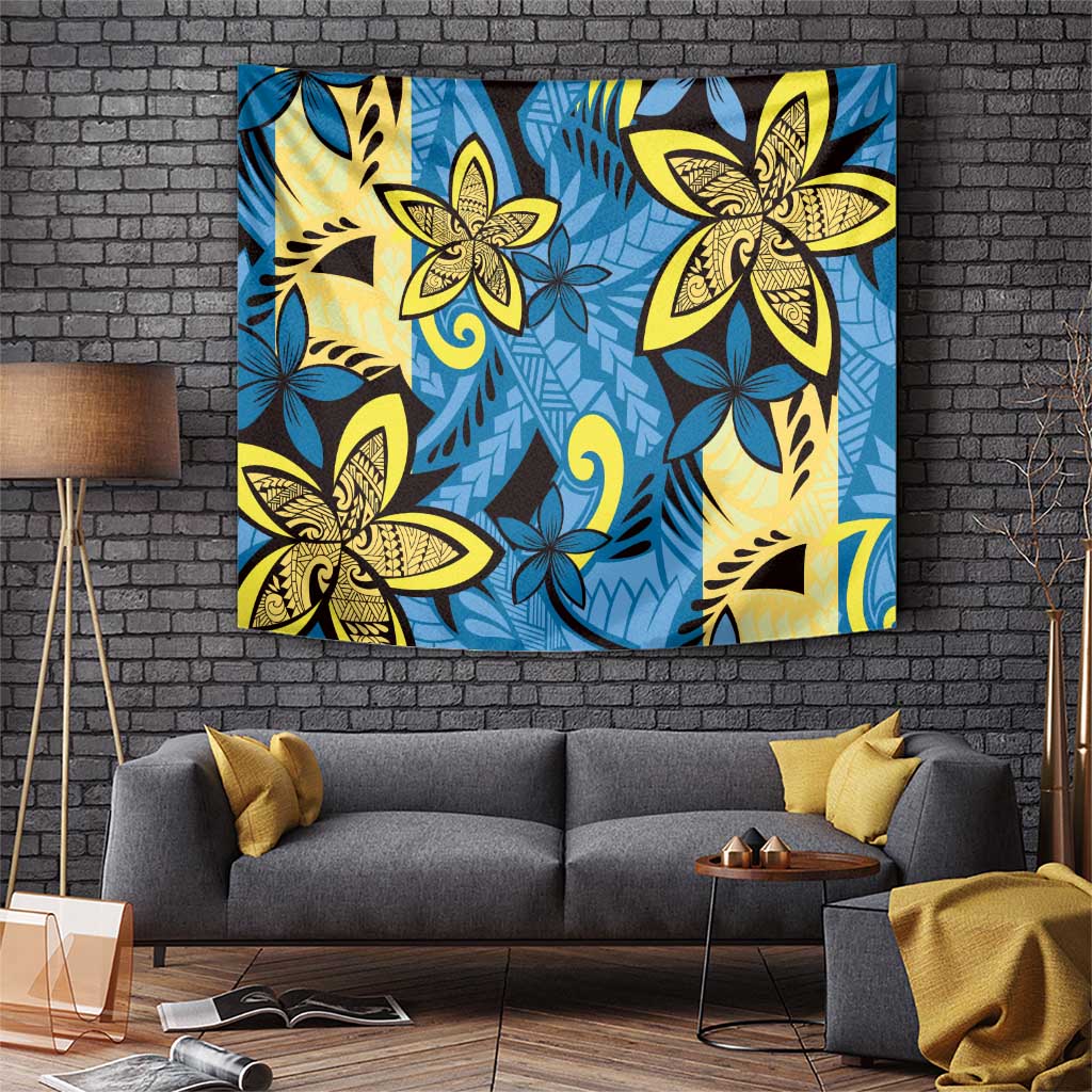 Plumeria Polynesian Pattern Tapestry Unique Fantasy Blue Yellow LT01 Blue - Polynesian Pride