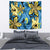 Plumeria Polynesian Pattern Tapestry Unique Fantasy Blue Yellow