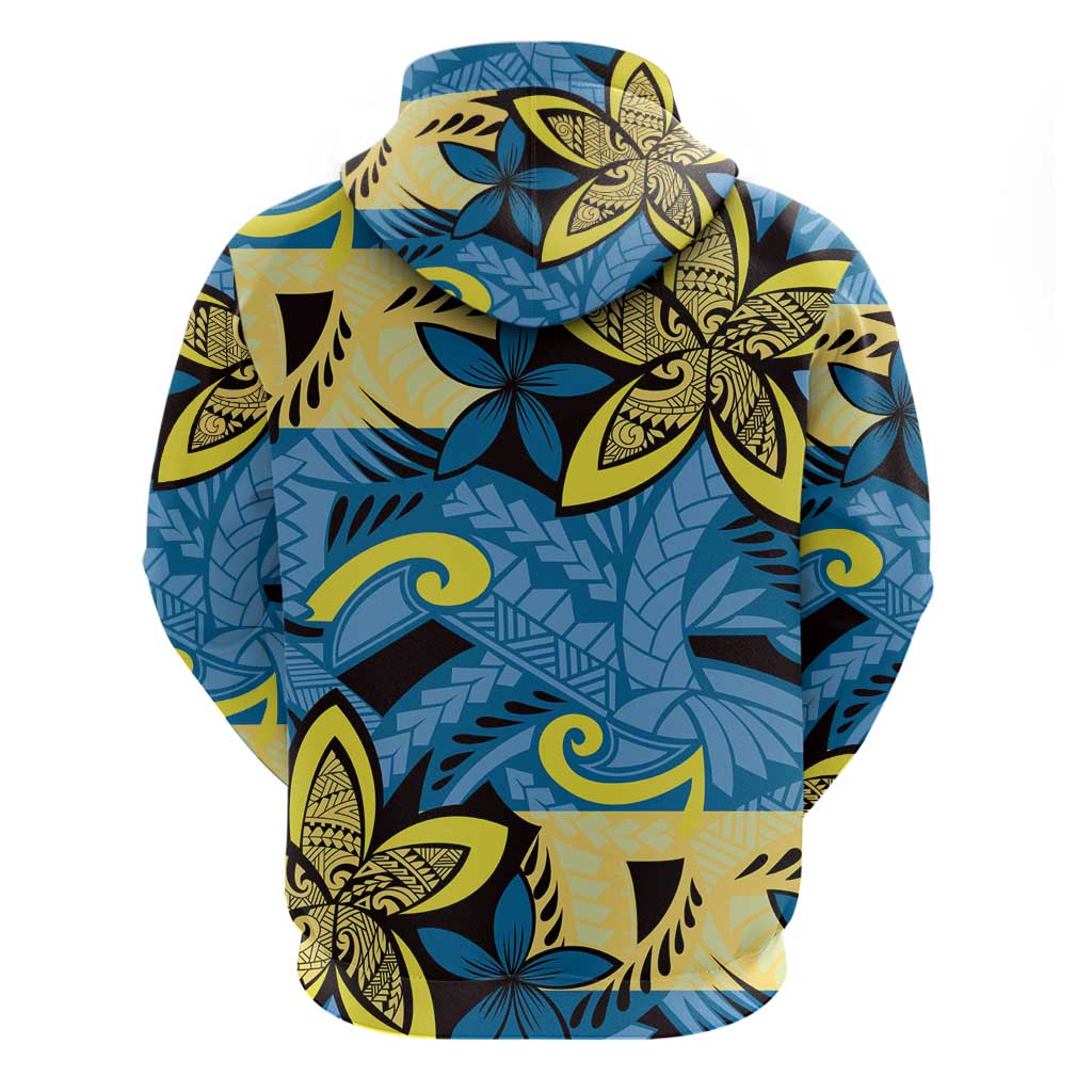 Plumeria Polynesian Pattern Zip Hoodie Unique Fantasy Blue Yellow LT01 - Polynesian Pride