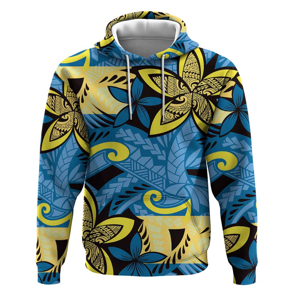 Plumeria Polynesian Pattern Zip Hoodie Unique Fantasy Blue Yellow LT01 Pullover Hoodie Blue - Polynesian Pride