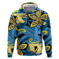 Plumeria Polynesian Pattern Zip Hoodie Unique Fantasy Blue Yellow LT01 Pullover Hoodie Blue - Polynesian Pride