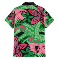 Plumeria Polynesian Pattern Family Matching Long Sleeve Bodycon Dress and Hawaiian Shirt Unique Fantasy Green Pink LT01 - Polynesian Pride