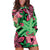 Plumeria Polynesian Pattern Hoodie Dress Unique Fantasy Green Pink