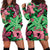 Plumeria Polynesian Pattern Hoodie Dress Unique Fantasy Green Pink
