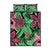Plumeria Polynesian Pattern Quilt Bed Set Unique Fantasy Green Pink