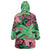 Plumeria Polynesian Pattern Wearable Blanket Hoodie Unique Fantasy Green Pink