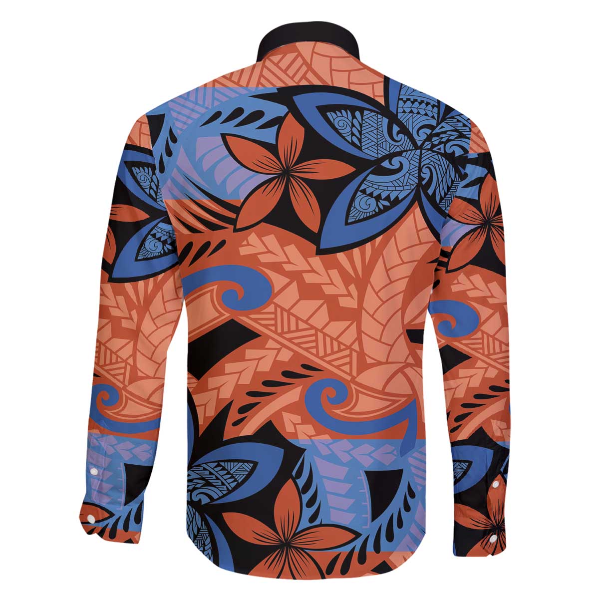 Plumeria Polynesian Pattern Family Matching Off The Shoulder Long Sleeve Dress and Hawaiian Shirt Unique Fantasy Orange Blue LT01 - Polynesian Pride