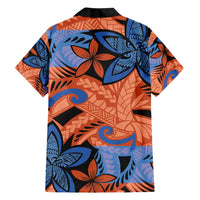 Plumeria Polynesian Pattern Family Matching Summer Maxi Dress and Hawaiian Shirt Unique Fantasy Orange Blue