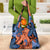 Plumeria Polynesian Pattern Grocery Bag Unique Fantasy Orange Blue